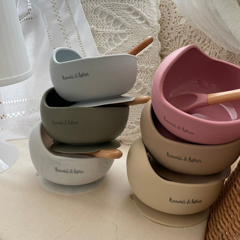 kawaii&born シリコンボウル ベビー食器 離乳食 食器 吸盤タイプ くっつくお皿