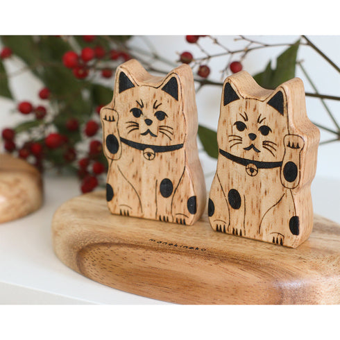 NEIN MARKE ウッドオブジェ だるま&まねきねこ 木製雑貨 ナインマーケ