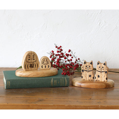 NEIN MARKE ウッドオブジェ だるま&まねきねこ 木製雑貨 ナインマーケ
