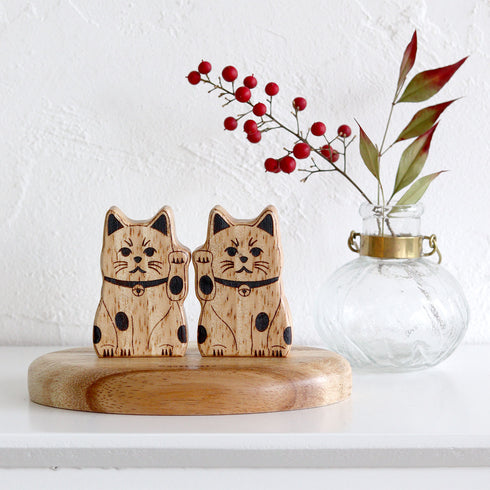 NEIN MARKE ウッドオブジェ だるま&まねきねこ 木製雑貨 ナインマーケ