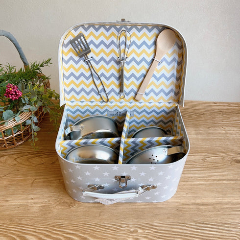 sass&belle キッチンツール おままごと クッキングボックス 7点セット シルバー グレー サス&ベル JEUX027