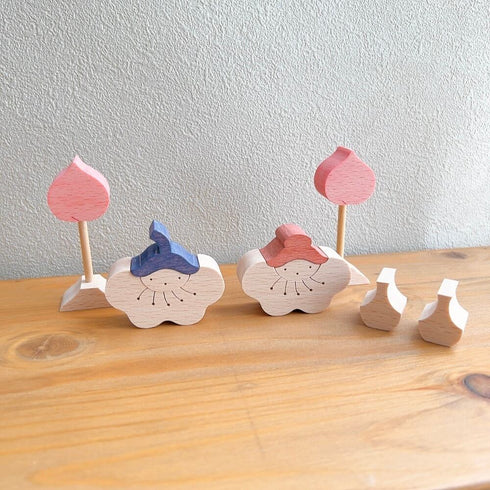 小黒三郎 組み木のひな人形 KH216 桃の花びな(小)