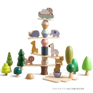 どうぶつ積み木タワー 木製おもちゃ Animal Cartoon Toys