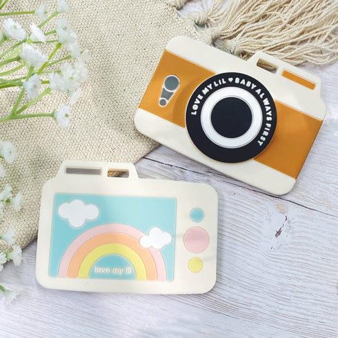 Love my lil 歯がため カメラ ブラウン グレー ラブマイリル