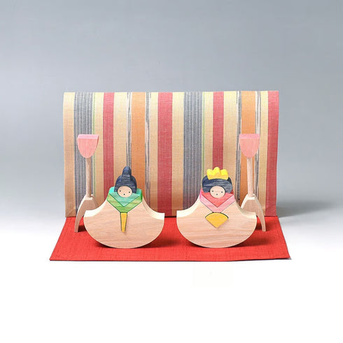 小黒三郎 組み木のひな人形 KH112 銀杏びな(垂幕もうせん付) ひなまつり 雛人形 木製