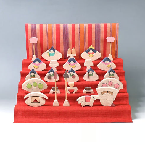 小黒三郎 組み木のひな人形 KH221 円びな五段飾り 小(普通垂幕) ひなまつり 雛人形 木製 日本製