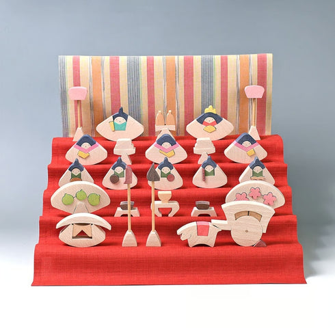 小黒三郎 組み木のひな人形 KH221 円びな五段飾り 小(普通垂幕) ひなまつり 雛人形 木製 日本製