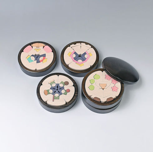 小黒三郎 組み木のひな人形 KH221 円びな五段飾り 小(普通垂幕) ひなまつり 雛人形 木製 日本製