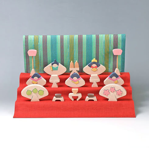 小黒三郎 組み木のひな人形 KH222 円びな三段飾り・小(普通垂幕) ひなまつり 雛人形 木製