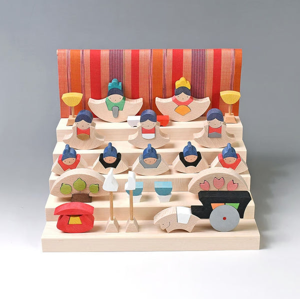 小黒三郎 組み木のひな人形 KH415 銀杏円びな五段飾り(普通垂幕) ひなまつり 雛人形 木製