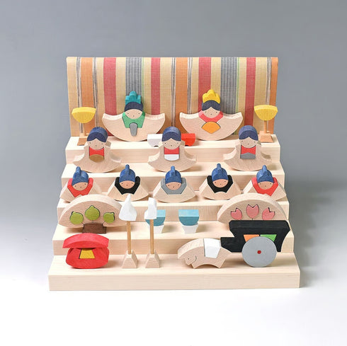 小黒三郎 組み木のひな人形 KH415 銀杏円びな五段飾り(普通垂幕) ひなまつり 雛人形 木製