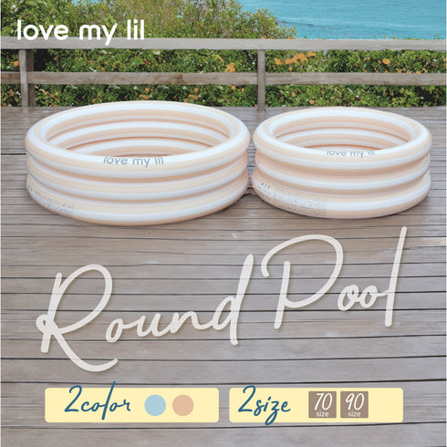 Love my lil ラウンドプール 70cm 90cm ビニールプール ストライプ ボーダー ピンク ブルー ラブマイリル