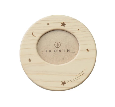 IKONIH はじめてミラーラトルセット 天然木 出産祝い 国産ひのき ラトルのおもちゃ フォトフレーム アイコニー