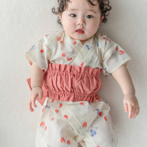 mocmof 帯付き浴衣ロンパース 女の子 70cm 80cm 90cm 622-660073