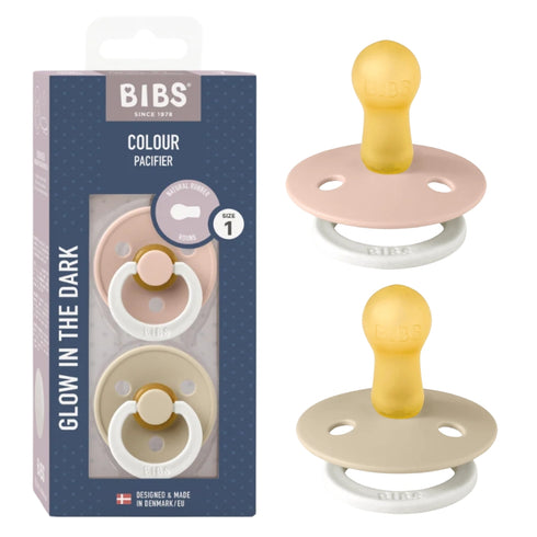 BIBS ビブス おしゃぶり 蓄光 2個セット Blush GLOW / Vanilla GLOW サイズ1 (0-6ヶ月) / サイズ2 (6-18ヶ月)
