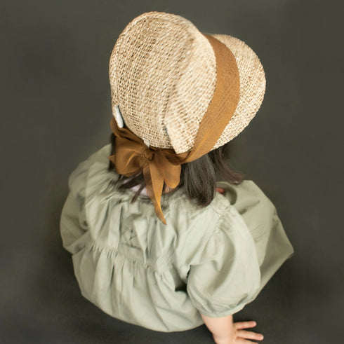 kubomi 麦わら帽子 キッズサイズ キャメル 48cm 52cm ハンドメイド クボミ