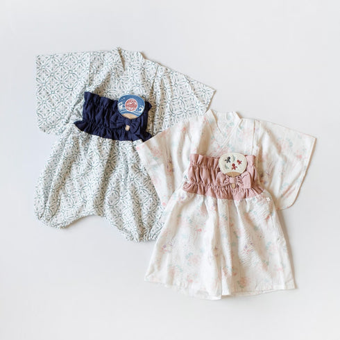 mocmof セパレート浴衣セット うちわ飾り付き ネイビー 622-660076