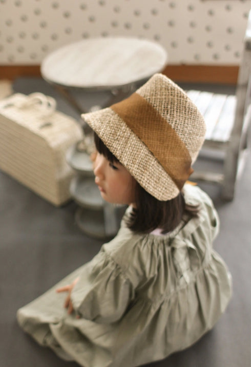 kubomi 麦わら帽子 キッズサイズ キャメル 48cm 52cm ハンドメイド クボミ