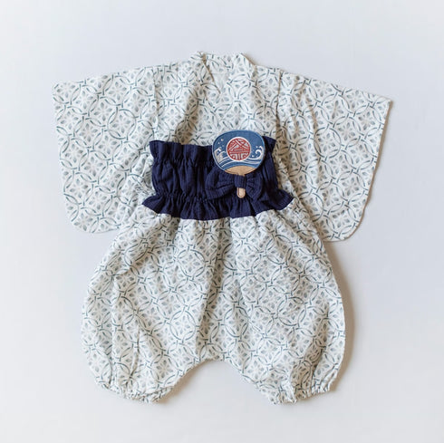 mocmof セパレート浴衣セット うちわ飾り付き ネイビー 622-660076