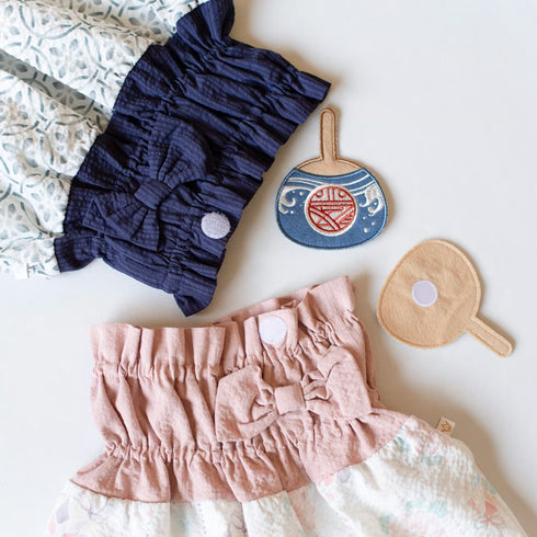 mocmof セパレート浴衣セット うちわ飾り付き ネイビー 622-660076