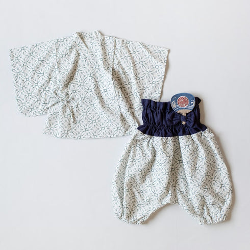 mocmof セパレート浴衣セット うちわ飾り付き ネイビー 622-660076