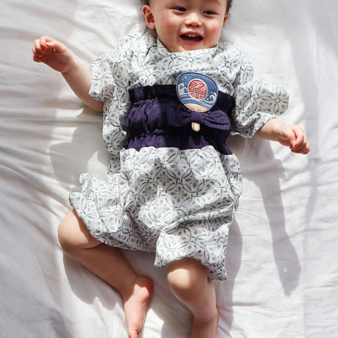 mocmof セパレート浴衣セット うちわ飾り付き ネイビー 622-660076