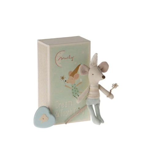 Maileg メイレグ | トゥースフェアリーセット ネズミ 乳歯ケース&お布団付き ブルー/ピンク ぬいぐるみ お人形 乳歯入れ