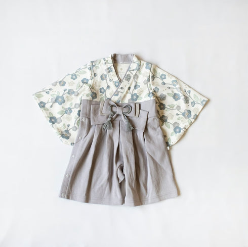 mocmof ベビー 袴 ロンパース うめ柄 622-556000 レッド グレー 70cm 80cm 90cm 着物 節句 お祝い お正月 モクモフ