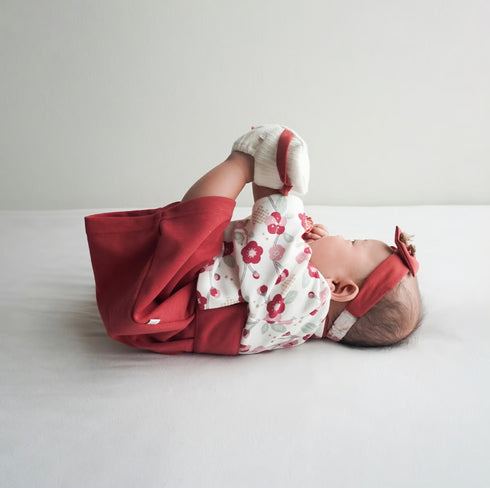 mocmof ベビー 袴 ロンパース うめ柄 622-556000 レッド グレー 70cm 80cm 90cm 着物 節句 お祝い お正月 モクモフ