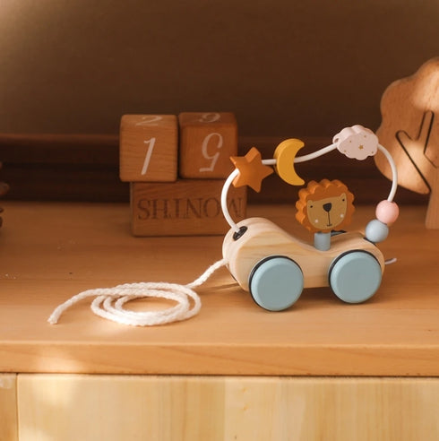 木製 らいおんさんのビーズコースター プルトイ