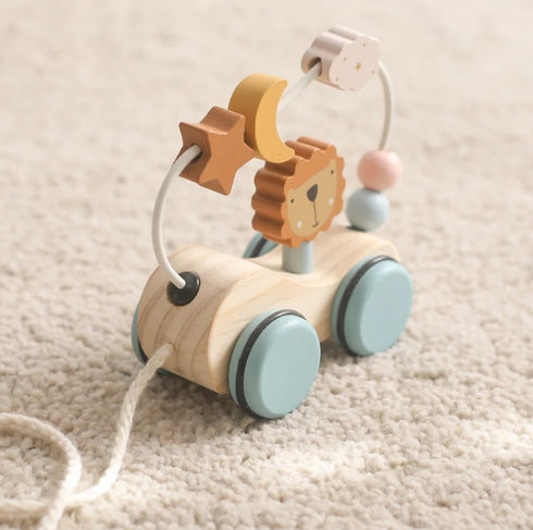 木製 らいおんさんのビーズコースター プルトイ