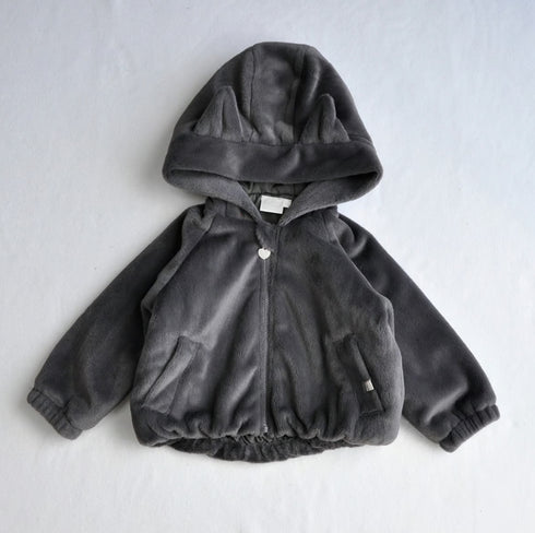 coto cotte ネコ耳フード付きファージャケット 722-476031 ホワイト ピンク グレー キッズ服 110cm 120cm 130cm アウター コトコト