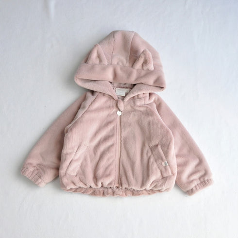 coto cotte ネコ耳フード付きファージャケット 722-476031 ホワイト ピンク グレー キッズ服 110cm 120cm 130cm アウター コトコト