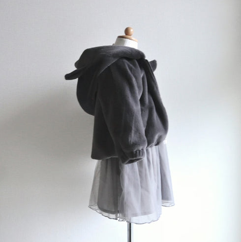 coto cotte ネコ耳フード付きファージャケット 722-476031 ホワイト ピンク グレー キッズ服 110cm 120cm 130cm アウター コトコト