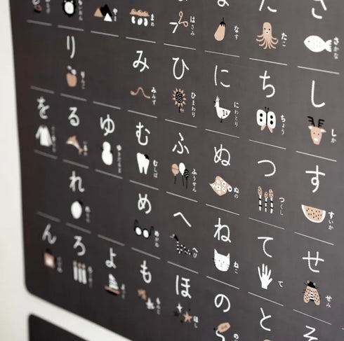 FÖRNE あいうえおポスター B3サイズ チャコールグレー インテリアになじむデザイン お風呂の壁に貼れる