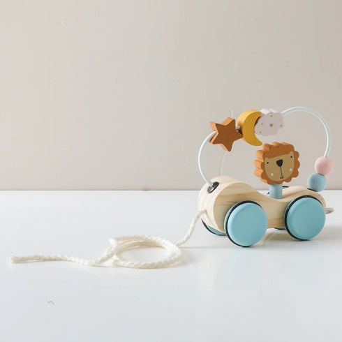 木製 らいおんさんのビーズコースター プルトイ