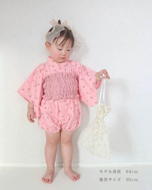 coto cotte ふわリボン 2Pゆかた さくらんぼ刺繍 722-566055 浴衣 コトコト