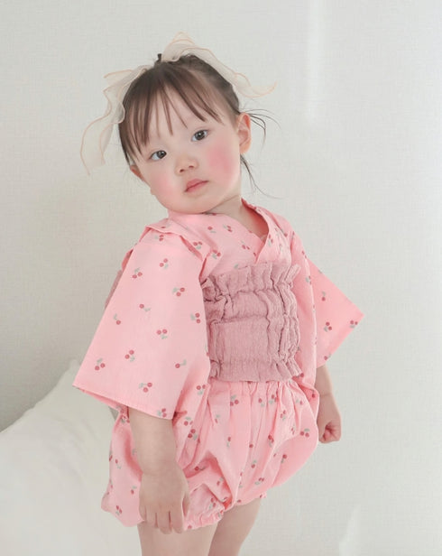 coto cotte ふわリボン 2Pゆかた さくらんぼ刺繍 722-566055 浴衣 コトコト