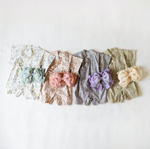 mocmof 帯付き浴衣 ロンパース 花柄 ゆかた 甚平 ベビー浴衣 70cm 80cm 90cm 622-566140 モクモフ