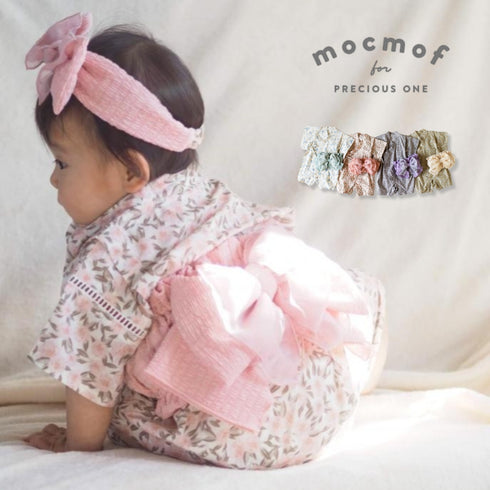 mocmof 帯付き浴衣 ロンパース 花柄 ゆかた 甚平 ベビー浴衣 70cm 80cm 90cm 622-566140 モクモフ