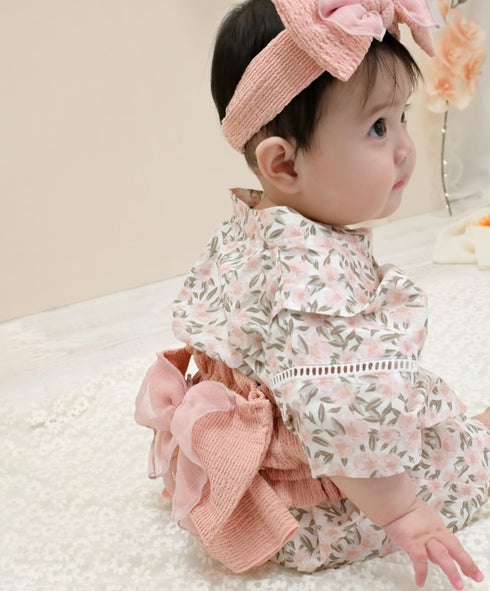 mocmof 帯付き浴衣 ロンパース 花柄 ゆかた 甚平 ベビー浴衣 70cm 80cm 90cm 622-566140 モクモフ