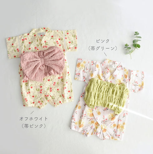 coto cotte 帯つき 甚平ロンパース 小花柄 ベビー 浴衣 夏祭り 722-566056 コトコト