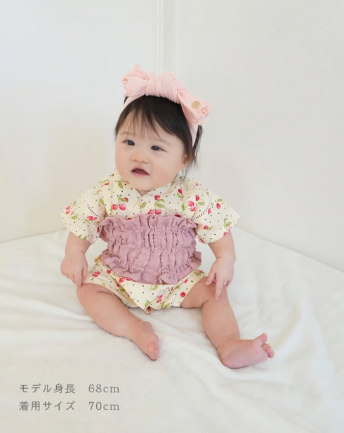 coto cotte 帯つき 甚平ロンパース 小花柄 ベビー 浴衣 夏祭り 722-566056 コトコト