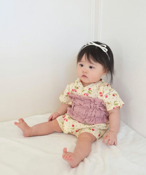 coto cotte 帯つき 甚平ロンパース 小花柄 ベビー 浴衣 夏祭り 722-566056 コトコト