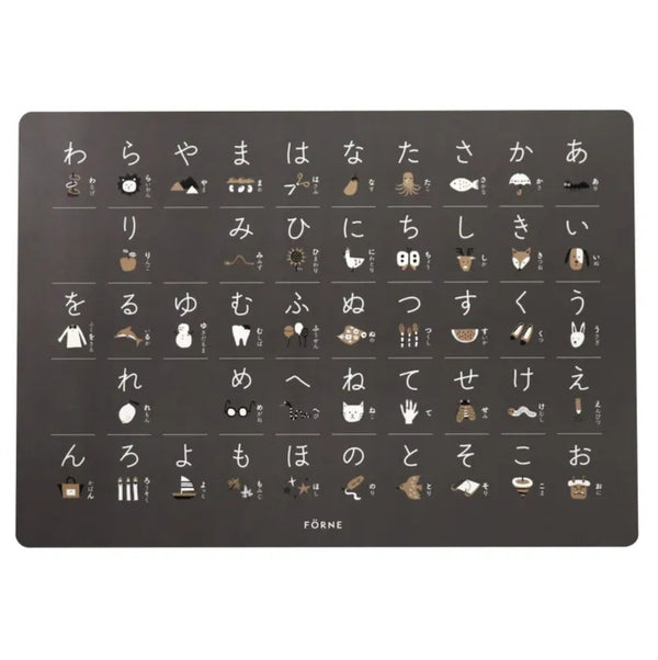 FÖRNE あいうえおポスター B3サイズ チャコールグレー インテリアになじむデザイン お風呂の壁に貼れる