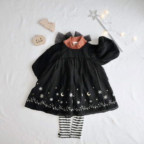 coto cotte 裾刺繍シアーパフワンピ 女の子 ワンピース チュール ハロウィン パーティー722-471056 コトコト