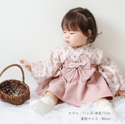 coto cotte ベビー袴 はかまミルキースーツ 722-651026 ベビー服 和服 花柄 着物 コトコト