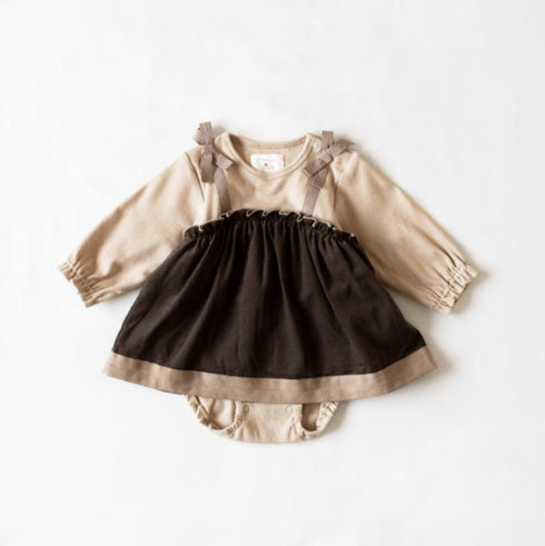 mocmof スイーツカラー ロンパース ピンク ブラウン 70cm 80cm 622-576216 モクモフ