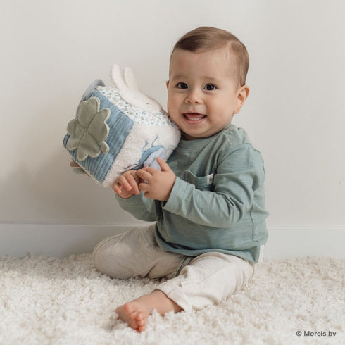 miffy x Little Dutch キューブトイ ラッキーリーブス 布製おもちゃ ブルー 水色 仕掛けおもちゃ ミッフィー