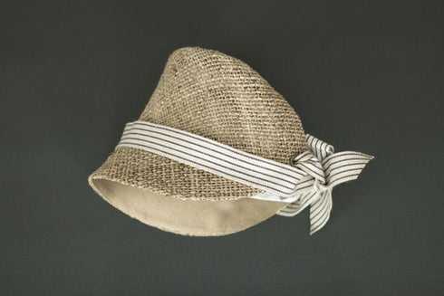kubomi 麦わら帽子 ストライプリボン キッズサイズ 48cm 52cm くぼみ